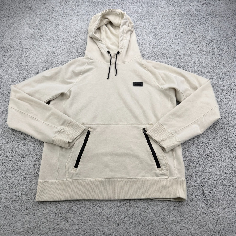 Abercrombie & Fitch Sweatshirt Mens XS Off White Zip Pocket High Neck Hoodie